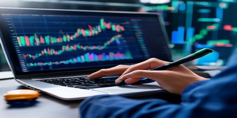 trader journaling after a losing trade on a laptop with charts in background